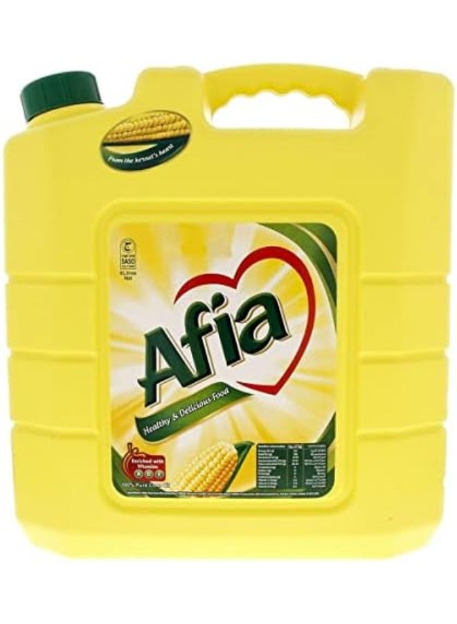 عافية زيت الذرة أفيا 9 لترات – زيت طبخ نقي وخفيف، خالٍ من الكوليسترول، عبوة بحجم عائلي - Image 1